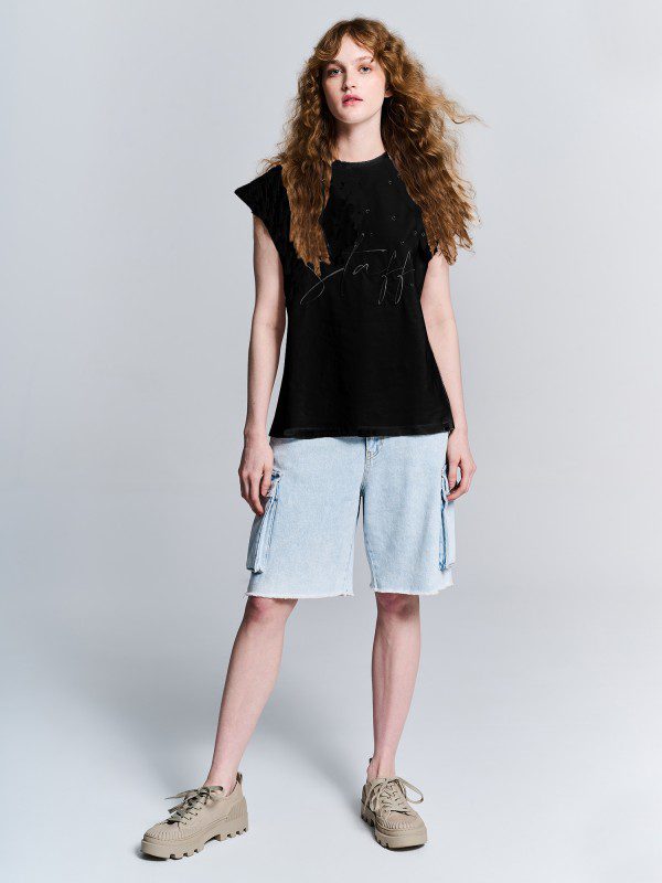 STAFF GALLERY Crystal sleeveleess top